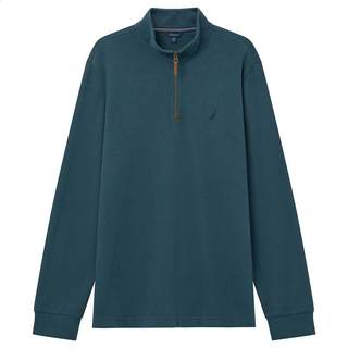 NAUTICA/诺帝卡男装春秋款全棉绒感半开襟长袖polo翻领T恤KO3324