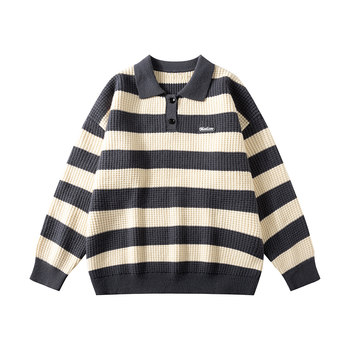 Gogosoon sweater men's 800g new 2025 autumn and winter top long-sleeved coat polo shirt striped pullover inner wear Gogosoon sweater men's 800g new 2025 autumn and winter top long-sleeved coat polo shirt striped pullover inner wear