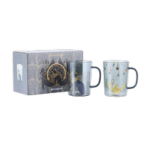 British Museum Gaia Anderson Cat Series Egyptian Goddess Smoke Gray Glass Handle Pair Cup Couple