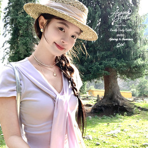 Acaine芋泥塔塔/粉色V领短袖上衣高腰a字碎花半身裙套装女夏季