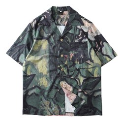 Wukong ແມ່ນມີຢູ່ໃນສະຕັອກ American retro full version graffiti short-sleeved shirt men's trendy brand hip-hop loose bf couple jacket top