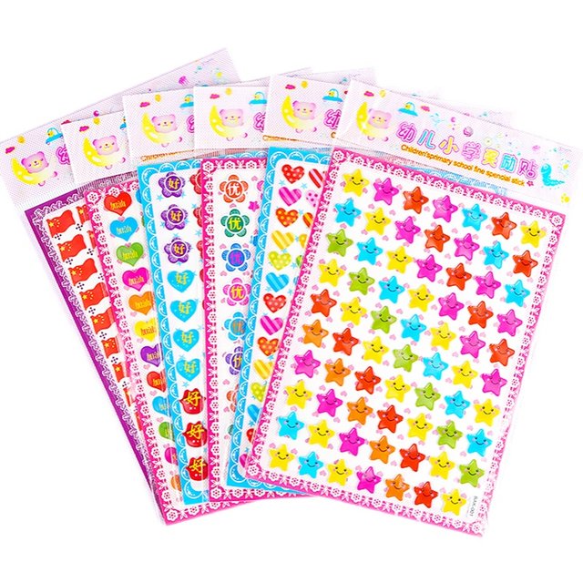 Encouragement sticker kindergarten smiley red flag three-dimensional