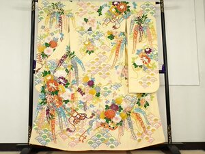黄色系-日本进口珍藏正统正绢真丝豪华振袖和服中古套装女装特价