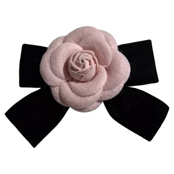 Small fragrant pink camellia brooch french hepburn