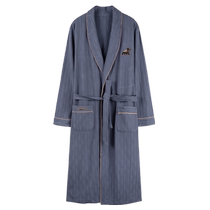 Spring and autumn mens nightgown pure cotton long-sleeved plus size mens bathrobe autumn bathrobe mens summer trousers dressing gown pajamas