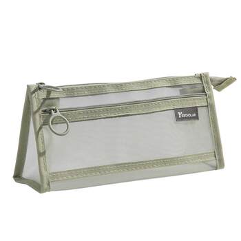 Transparent pencil bag for exam special triangle washable mesh elementary school students large capacity middle school entrance examination college entrance examination pencil case double-layer stationery storage pencil case for boys and girls new style ins style for grade 5 and 6 children