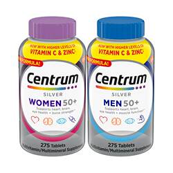 Centrum Silver Tablets 50+ ວິຕາມິນສໍາລັບຜູ້ຊາຍແລະແມ່ຍິງ, ອາຍຸກາງແລະຜູ້ສູງອາຍຸ 100/200/275 ແຄບຊູນເພື່ອປັບປຸງການດູແລຕົນເອງ