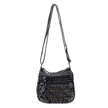 Denim small bag versatile multi-layered crossbody commuter bag