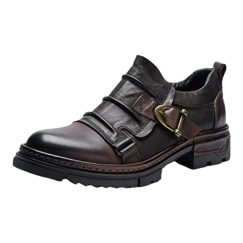 Men's British retro leather thick-soled casual leather shoes