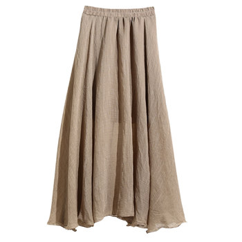 ຮູບແບບເກົ່າແກ່ຂອງຈີນແບບໃຫມ່ Zen ຝ້າຍແລະ linen skirt ສໍາລັບແມ່ຍິງ summer 2024 ຮູບແບບໃຫມ່ skirt ຂະຫນາດນ້ອຍເຄິ່ງ skirt ຍາວ skirt