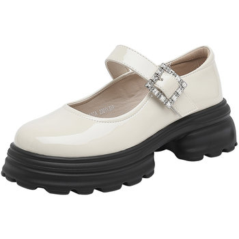 Dadong heel velcro round head shallow mouth mary zhen shoes thick