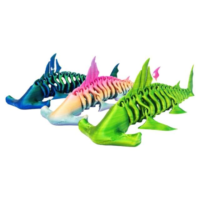 Cross-border foreign trade 3D printing hammerhead shark ornaments full-body joint movable creative toy ornaments trendy toy birthday gift