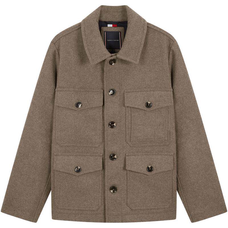 Tommy men's wool-blend lapel coat coat