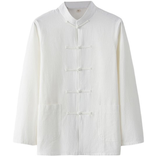 中式唐装男上衣纯棉打底衫中国风男装复古汉服居士服男士衬衣衬衫