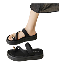 Daphne thick-soled beach flat thong sandals 2024 summer new slim soft-soled slippers for womens outer wear