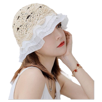 Day Lace Lace Straw Hat Summer Little Fresh Beach Sun Sun Protection Basin Hat Han Edition 100 Hitch Bucket Fisherman Hat Woman
