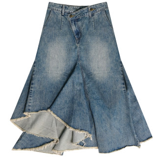 Zizifei american style irregular skirt mid-length high-waisted slim blue denim skirt for women
