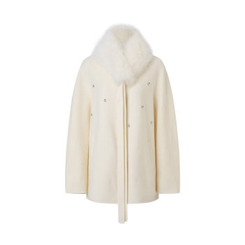 MAXRIENY松绒系穿搭羊毛大衣25冬款狐狸毛领钉钻千金毛呢外套女