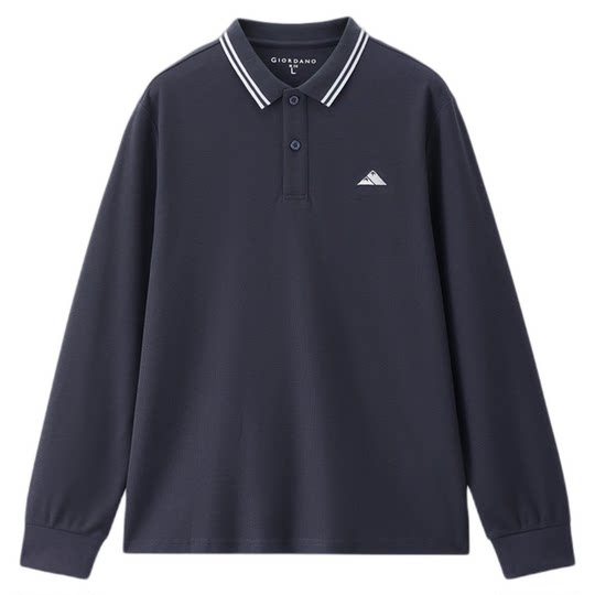 佐丹奴Polo男装山峰刺绣撞色领珠地针织长袖POLO 13015605