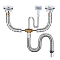 304 stainless steel kitchen sewer pipe drain pipe set sink sink sewer pipe accessories double slot anti-odor 2005