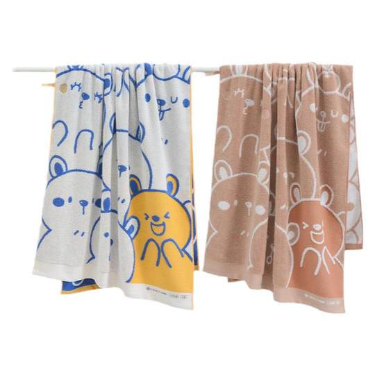 Jialiya pure cotton 7A antibacterial animal jacquard bath towel