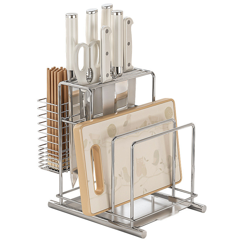 Integrated storage of knives and cutting board