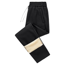 Winter lamb velvet casual trousers plus velvet large size fat straight loose cotton trousers thickened sports leggings sweatpants for men