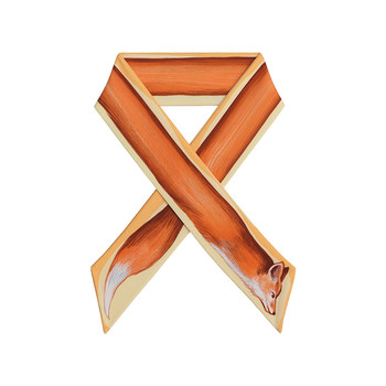 Kamo Original ins Hand-Painted Fox Narrow Scarf Vintage Long Scarf for Suit and Shirt Animal