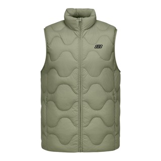 Skechers斯凯奇男女马甲冬新款保暖梭织羽绒服背心L425U045/01DR