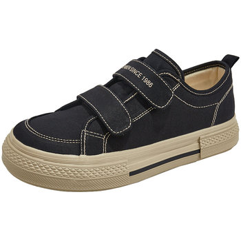 Human-born low-top round-head casual velcro canvas shoes