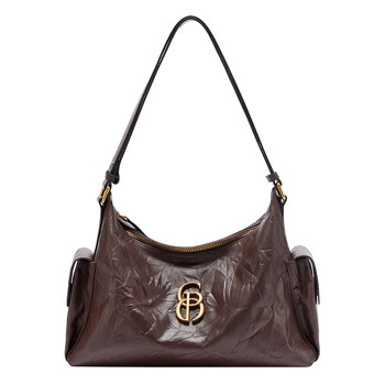 Pierre cardin genuine cowhide motorcycle hobo toast bag