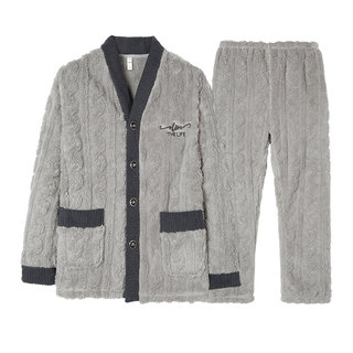 Men's coral velvet home clothes thickened and warm