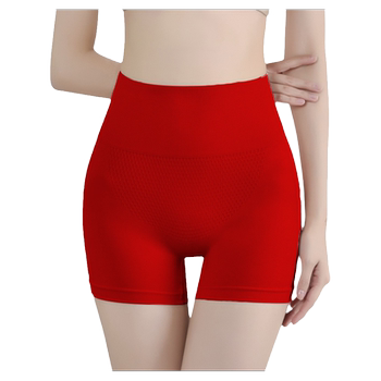 Big red seamless mid-high waist boxer underwear for women anti-exposure safety pants pure cotton pads abdomen and lift buttocks