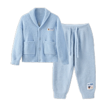 () Paw Paw Team Childrens Home Clothing Boys Autumn and Winter Half Velvet Type A Pajamas Girls Thick Warm Pajamas