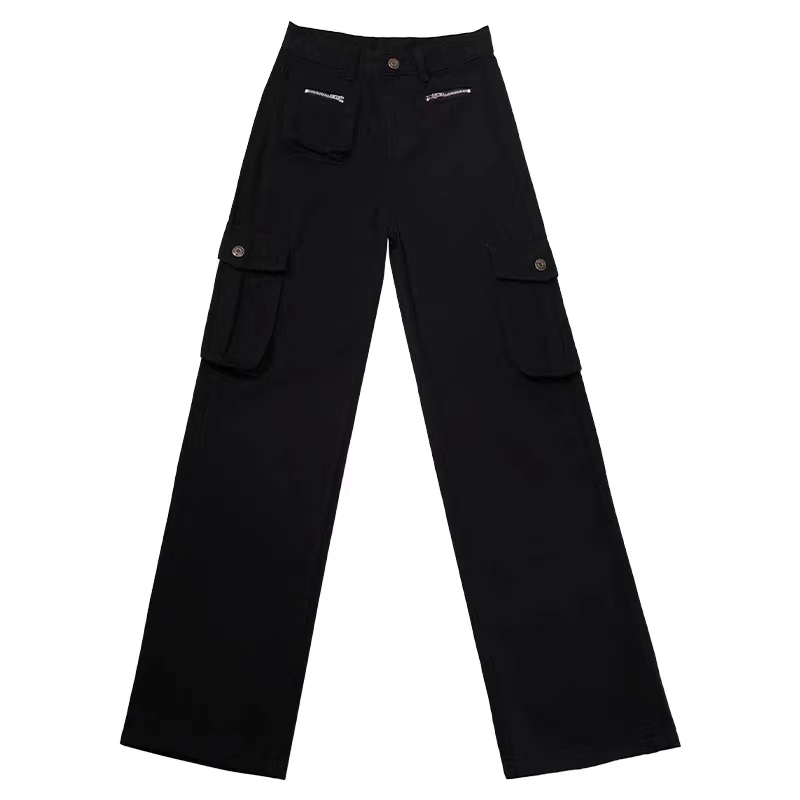 Black street workwear women's pants autumn and winter large size