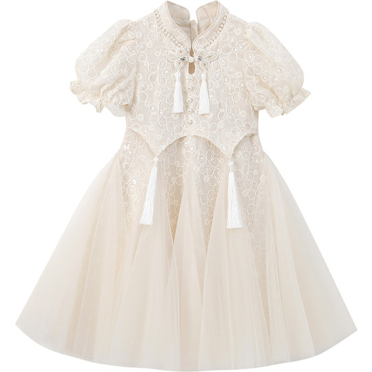 Improved new Chinese style fold-button princess skirt