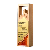 Solid wood trophy custom engraving creative five-pointed star personalized honor medal custom-made outstanding employee champion team