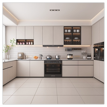 Bunny overall kitchen cabinets customized cream style home light luxury kitchen cabinets stove cabinet integrated decoration light luxury style