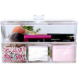 Transparent Desktop Data Cable Storage Organizer, Mobile Phone Charger Stackable Storage Box for Miscellaneous Items, Makeup Cotton Swab Storage Box