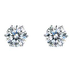 S925 실버 Moissanite 귀걸이 일본과 한국 스타일의 클래식 1 캐럿 6구 저자극성 다이아몬드 귀걸이 단순 귀걸이