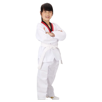 Pure cotton Taekwondo uniform childrens long-sleeved short-sleeved adult mens and womens Taekwondo training clothing
