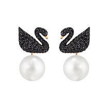 (Self-operated) Swarovski Swan Double Swan Elegant Pearl Earrings for Women Light Luxury