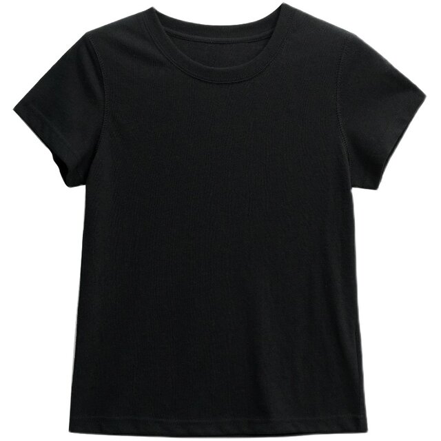 Pure white imitation linen texture slightly transparent thin style slightly loose shoulder round neck short-sleeved T-shirt for women's summer versatile top