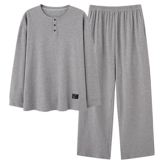 Catman men's pajamas spring and autumn waffle cotton