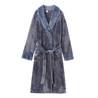 Pajamas men's autumn and winter flannel thickening and lengthening coral fleece nightgown winter fleece warm bathrobe men's bathrobe