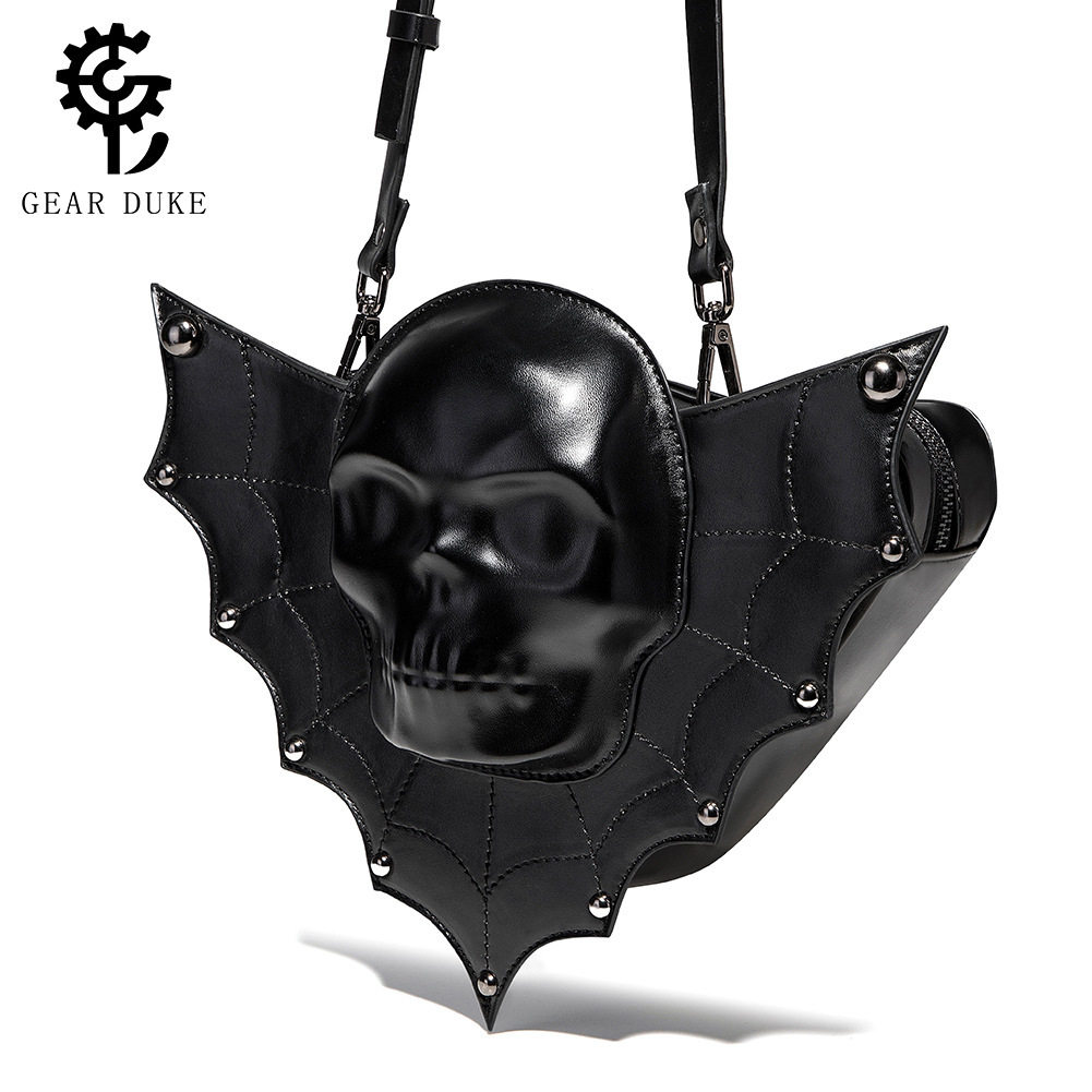 European and American Halloween Dark Knight Shoulder Crossbody Bag with Harley 3D Skull and Punk Rock Punk Unisex Women's Bag Trendy