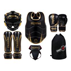 Full Set of Sanda Fighting Protective Gear for Children, Professional Face Shield Set for Boys and Girls, Boxing Helmet, Leg Guards, Four or Six-Piece Set