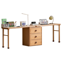 Genji Muyu solid wood childrens study table home primary school student writing table retractable desk simple double desk