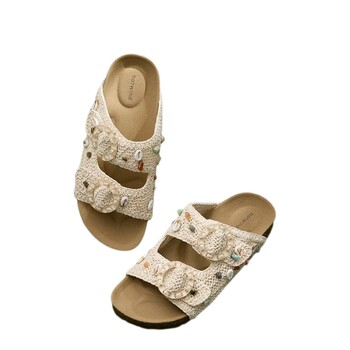 Birkenstock flip-flops ຮ້ອນສໍາລັບແມ່ຍິງ 26 ໃຫມ່ summer casual ເກີບນອກໃສ່ເກີບເກີບເກີບແຕະທີ່ອ່ອນ.