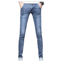 2024 spring slim fit jeans Men casual workout slim fit slim foot denim long p